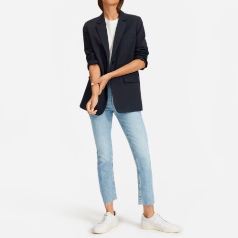 Everlane High Rise Kick Crop Light Blue Wash Jeans Size 25 Cotton Blend